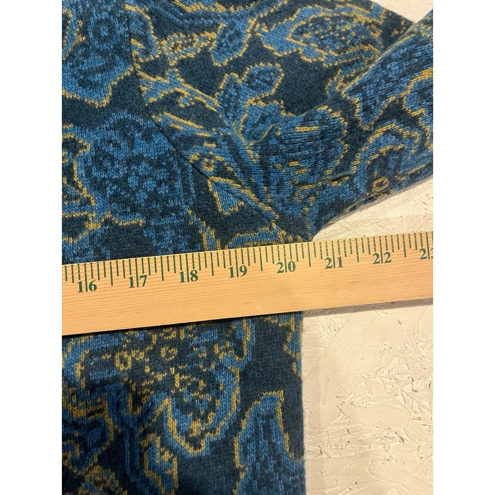 Sundance Sweater Coat Sea Moss Blue Green Size Medium Floral Merino Wool - Picture 9 of 11